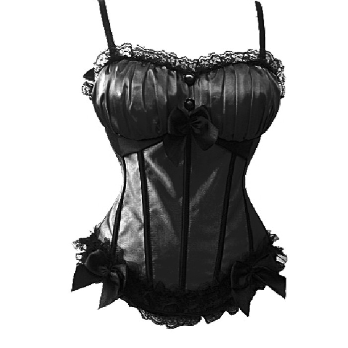 Black Satin Vertical Stripes Corset